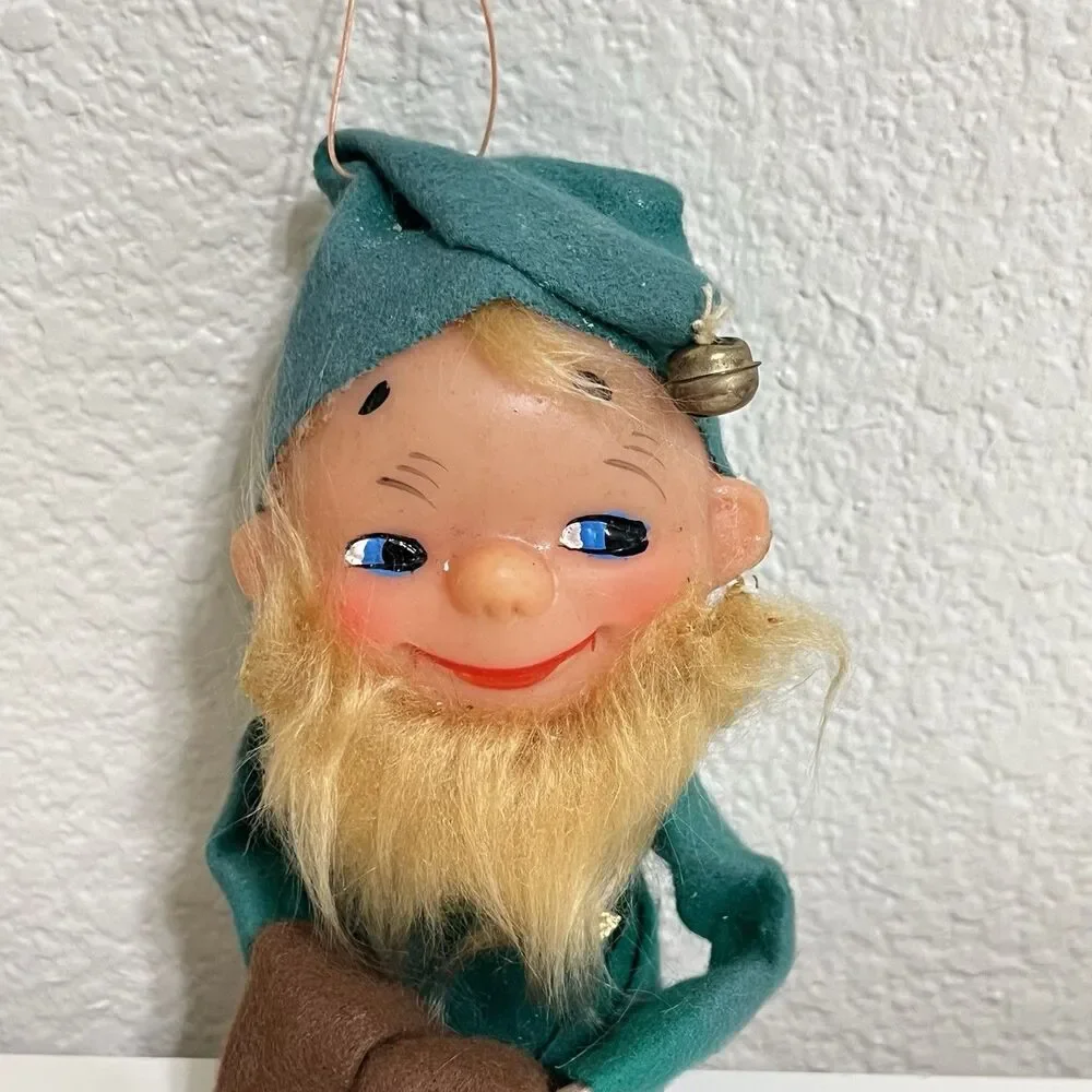 Vintage Knee Hugger Bearded Elf Doll Christmas Ornament Japan